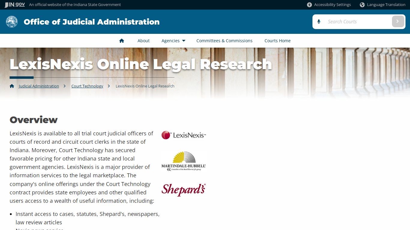 LexisNexis Online Legal Research - Office of Judicial Administration